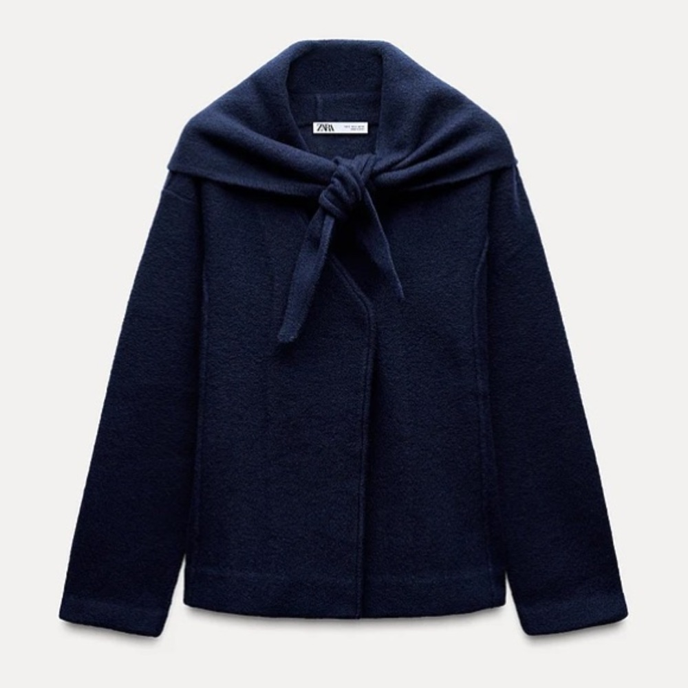 Zara 100% Wool Scarf Jacket size M